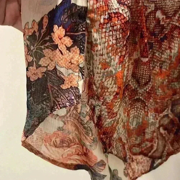 Anthropologie Fig & Flower Sheer Floral Button Up Shirt Blouse Top Size Large - Picture 8 of 10